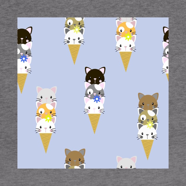 Cute Ice Cream Cats Kids Pattern Seamless by MichelMM